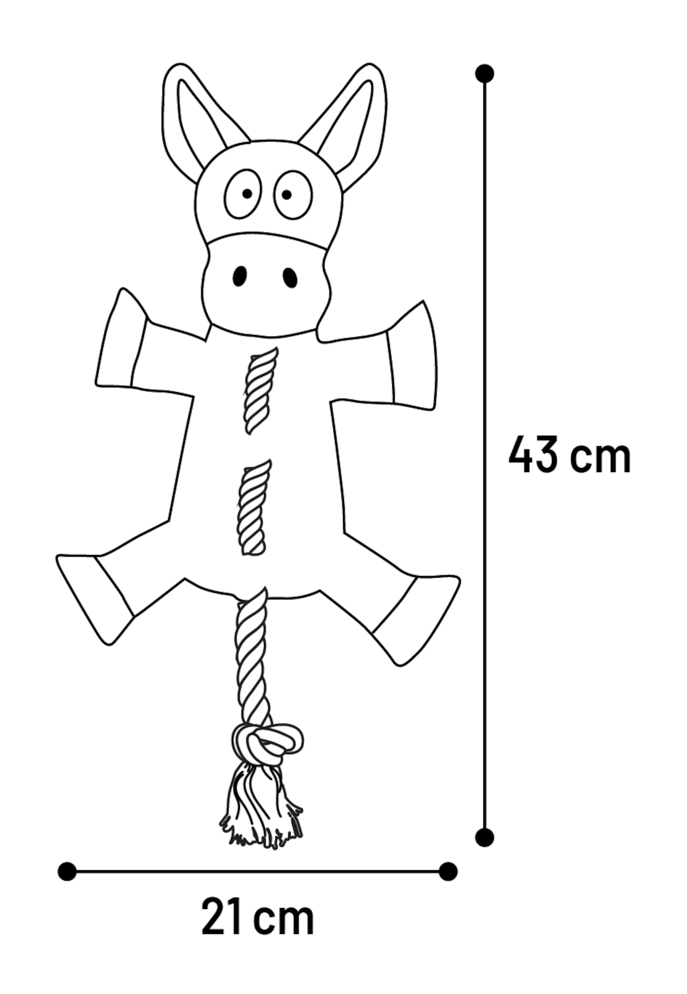 Flamingo Jouet Chordo Âne avec corde Gris