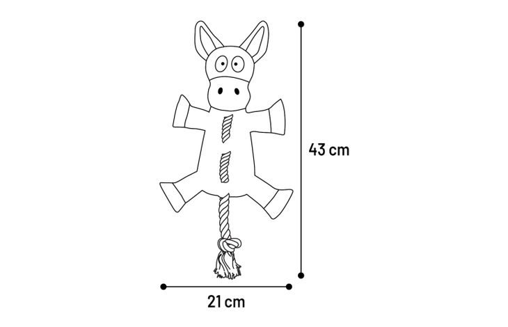 Flamingo Jouet Chordo Âne avec corde Gris