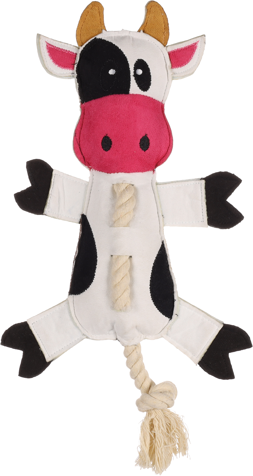 Flamingo Speelgoed Charda Koe met touw Wit & Zwart