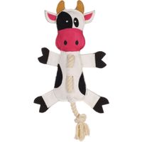 Flamingo Speelgoed Charda Koe met touw Wit & Zwart