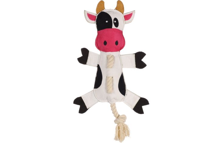 Flamingo Toy Charda Cow with rope White & Black