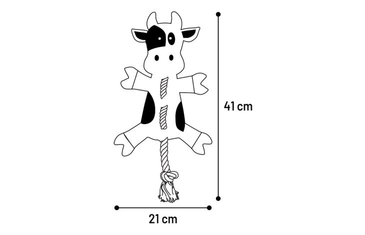 Flamingo Toy Charda Cow with rope White & Black