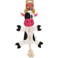 Flamingo Speelgoed Charda Koe met touw Wit & Zwart
