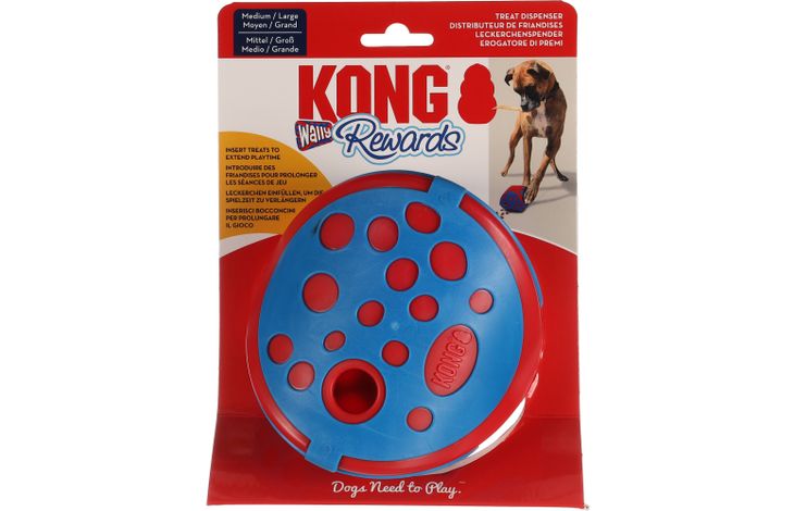 KONG Rewards Wally Dog Treat Dispenser Toy Blue/Red Medium/Large