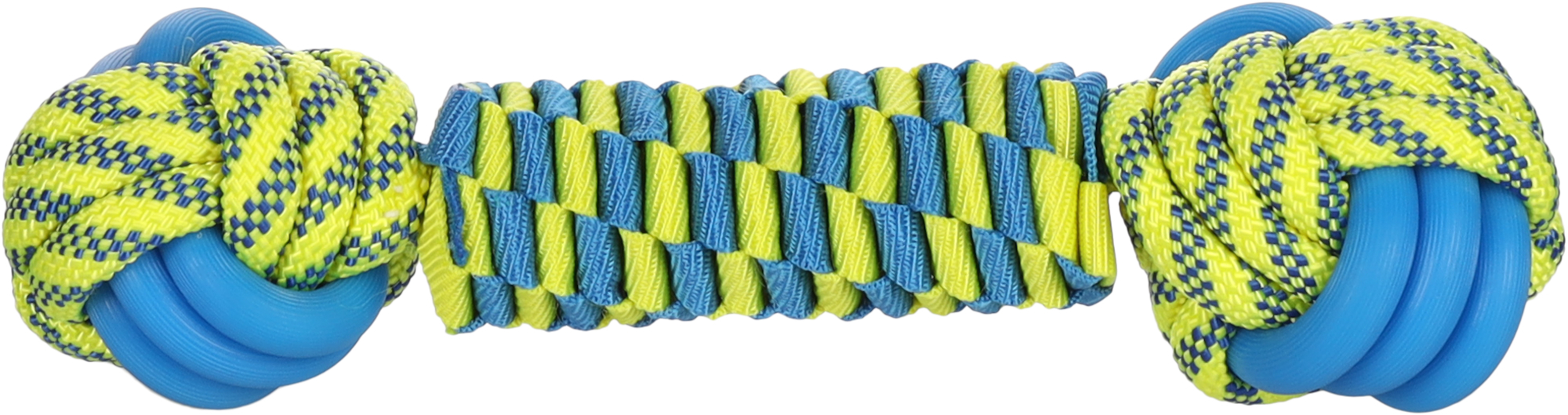 Flamingo Toy Tofla Knotted ball & Cord Woven Blue & Yellow