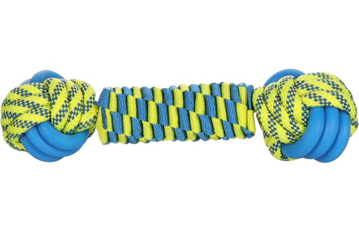 Flamingo Toy Tofla Knotted ball Cord Blue & Yellow