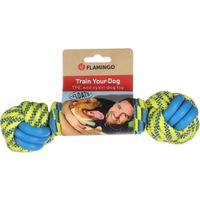 Flamingo Speelgoed Tofla Knoopbal & Touw Geweven Blauw & Geel