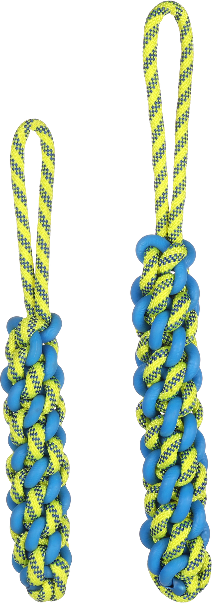 Flamingo Jouet Tofla Corde à tirer & Bâton Tissé Bleu & Jaune