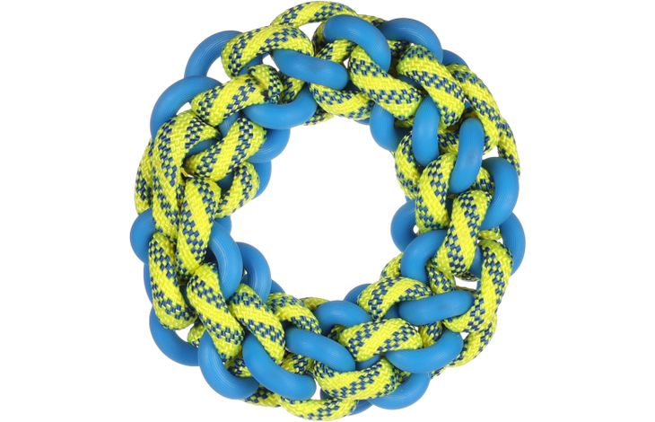 Flamingo Toy Tofla Ring & Cord Woven Blue & Yellow