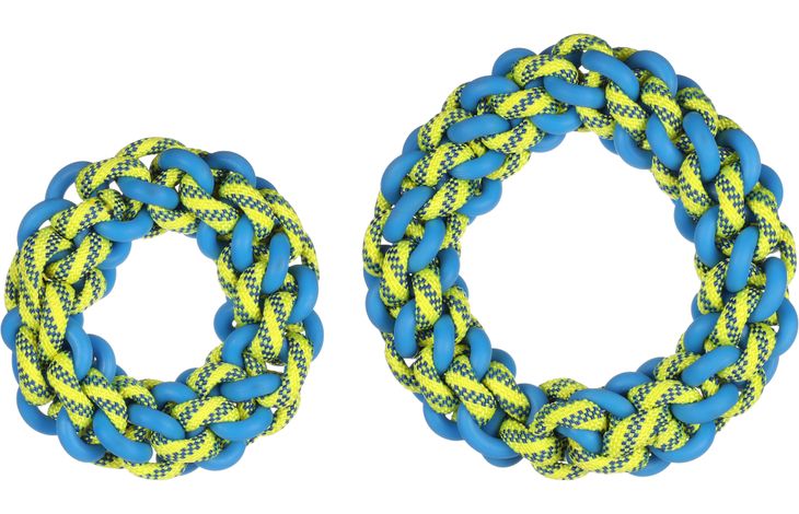 Flamingo Toy Tofla Ring & Cord Woven Blue & Yellow