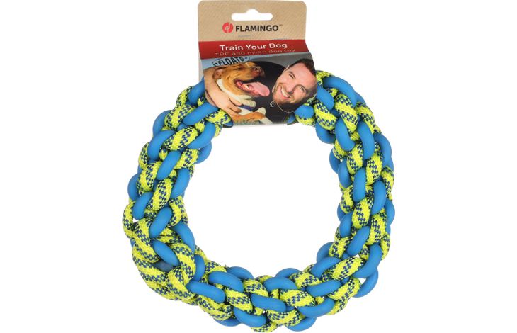 Flamingo Toy Tofla Ring Cord Blue & Yellow