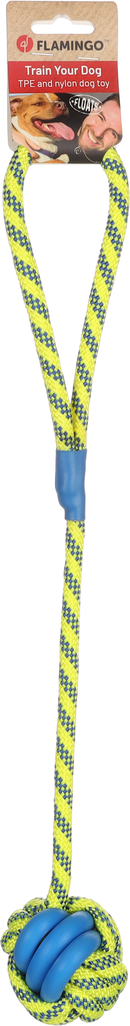 Flamingo Toy Tofla Tug rope & Knotted ball Blue & Yellow