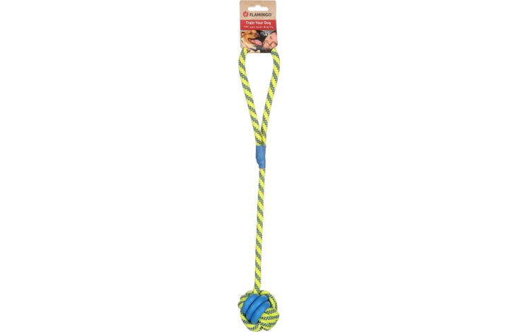 Flamingo Toy Tofla Knotted ball Tug rope Blue & Yellow