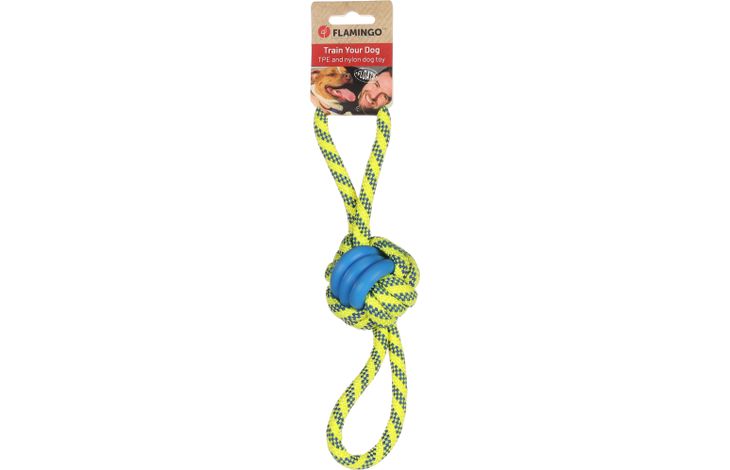 Flamingo Toy Tofla Knotted ball Blue & Yellow