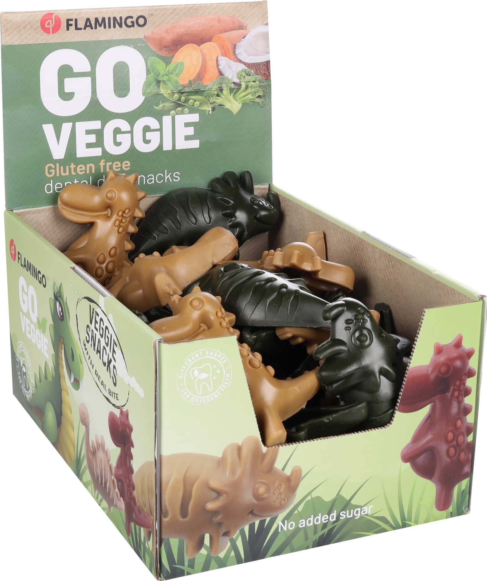 Flamingo Snacks Veggie Dino Brown & Green
