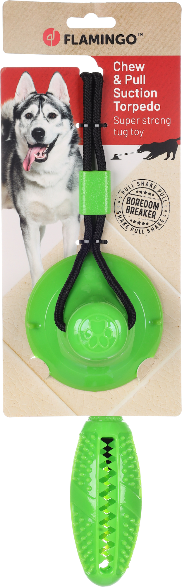Flamingo Toy Klevo Stick and suction cup with rope Green