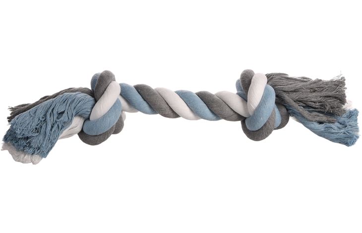 Flamingo Speelgoed Jim Touw met 2 knopen Blauw