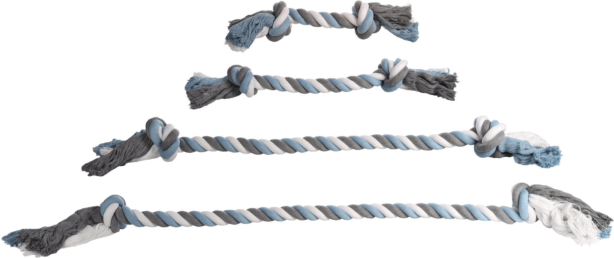 Flamingo Speelgoed Jim Touw met 2 knopen Blauw