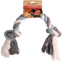 Flamingo Speelgoed Jim Touw met 2 knopen Blauw