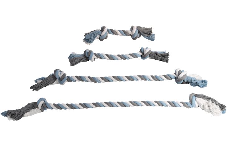 Flamingo Speelgoed Jim Touw met 2 knopen Blauw