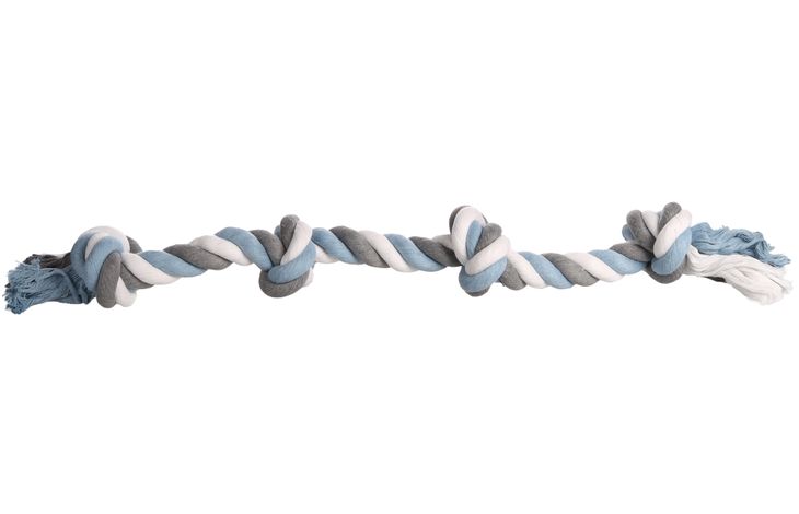 Flamingo Speelgoed Jim Touw met 4 knopen Blauw