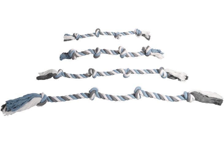 Flamingo Speelgoed Jim Touw met 4 knopen Blauw