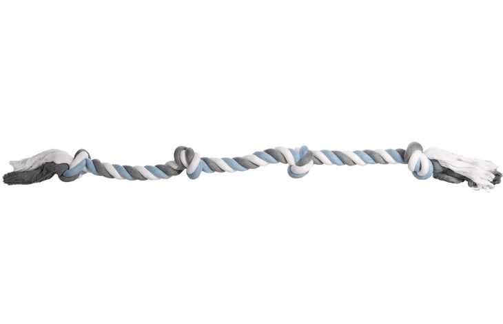 Flamingo Speelgoed Jim Touw met 4 knopen Blauw