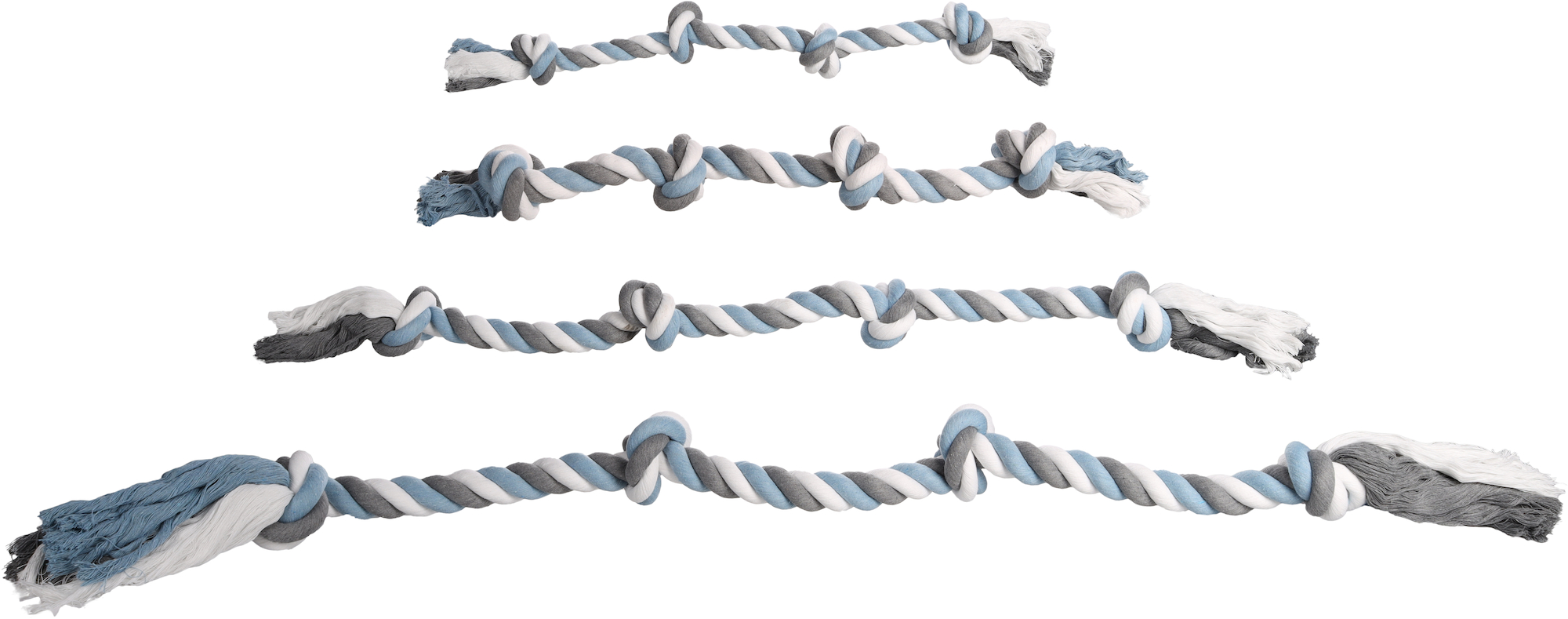 Flamingo Speelgoed Jim Touw met 4 knopen Blauw