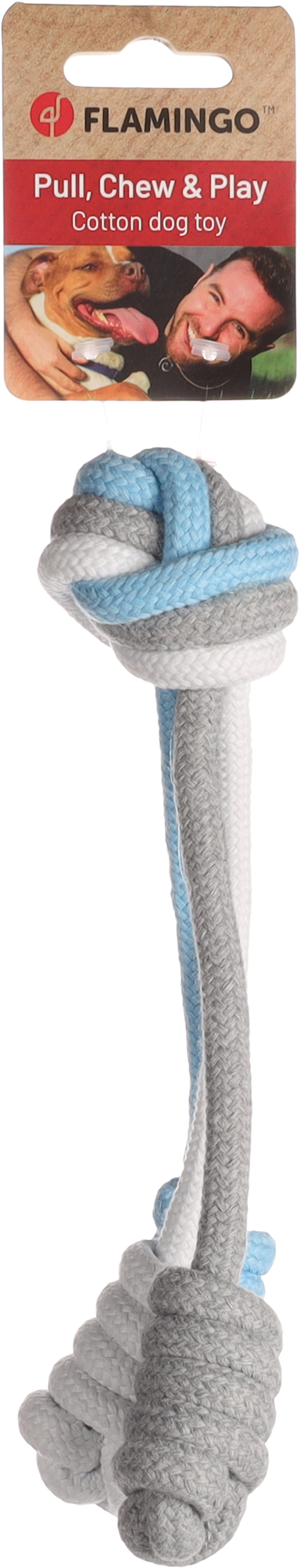 Flamingo Speelgoed Jim Touw met 3 knotsen Twist Blauw