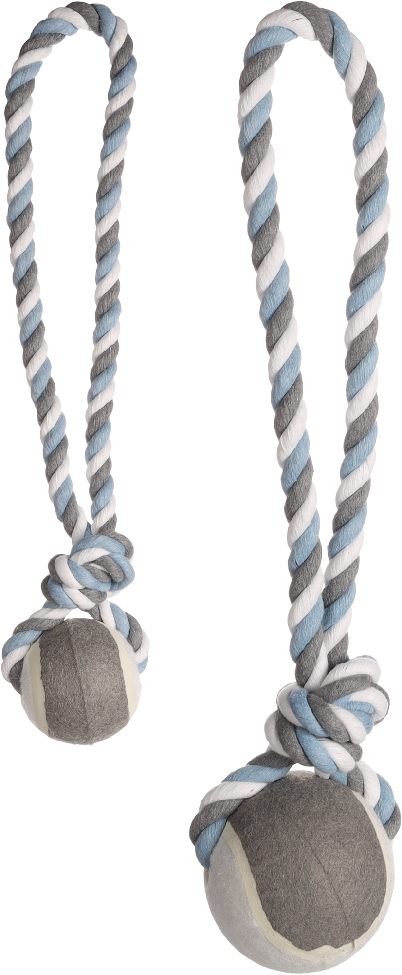 Flamingo Toy Jim Tug rope with tennis ball Blue