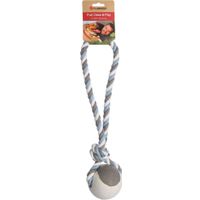 Flamingo Toy Jim Tug rope with tennis ball Blue