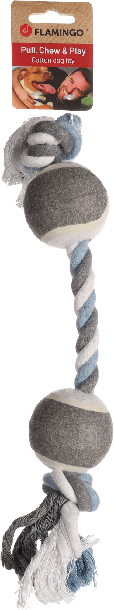 Flamingo Speelgoed Jim Trektouw Duo tennis met 2 knopen Blauw