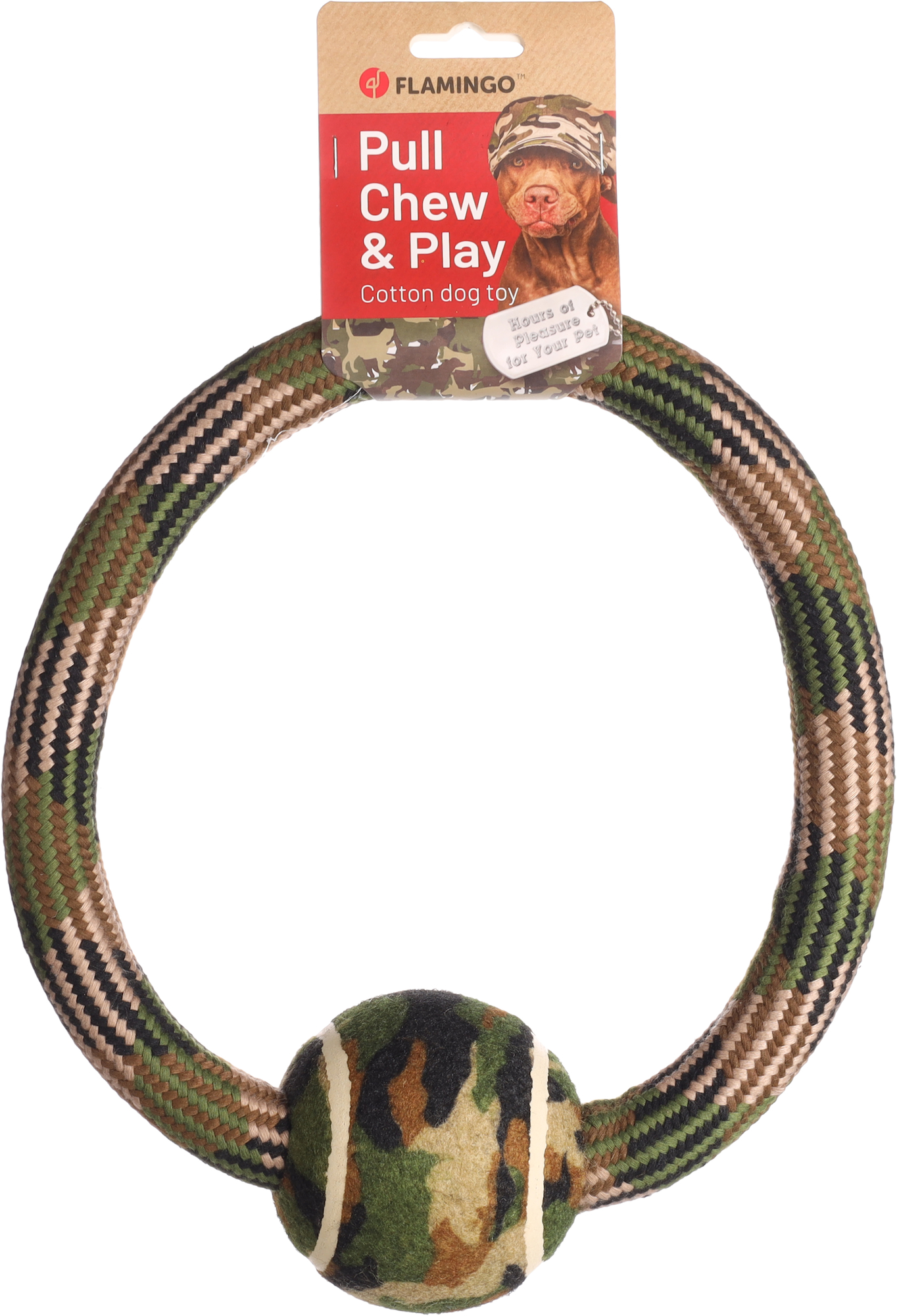 Flamingo Toy Joe Ring & Cord with tennis ball Camouflage