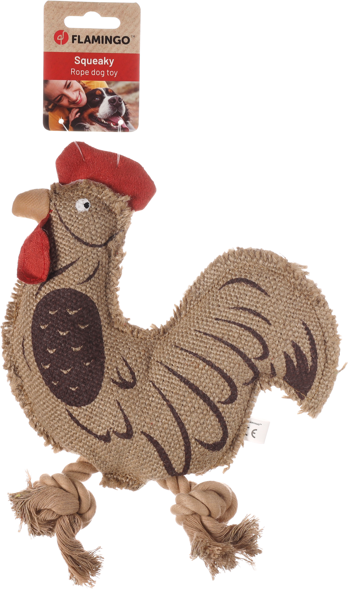 Flamingo Toy Nada Rooster with rope Brown