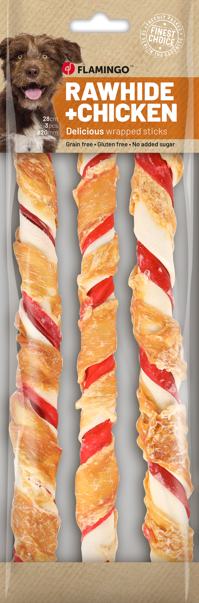 Flamingo Snacks R'hide Stick Mix with chicken 28cm 93gr / 3 pcs 280gr