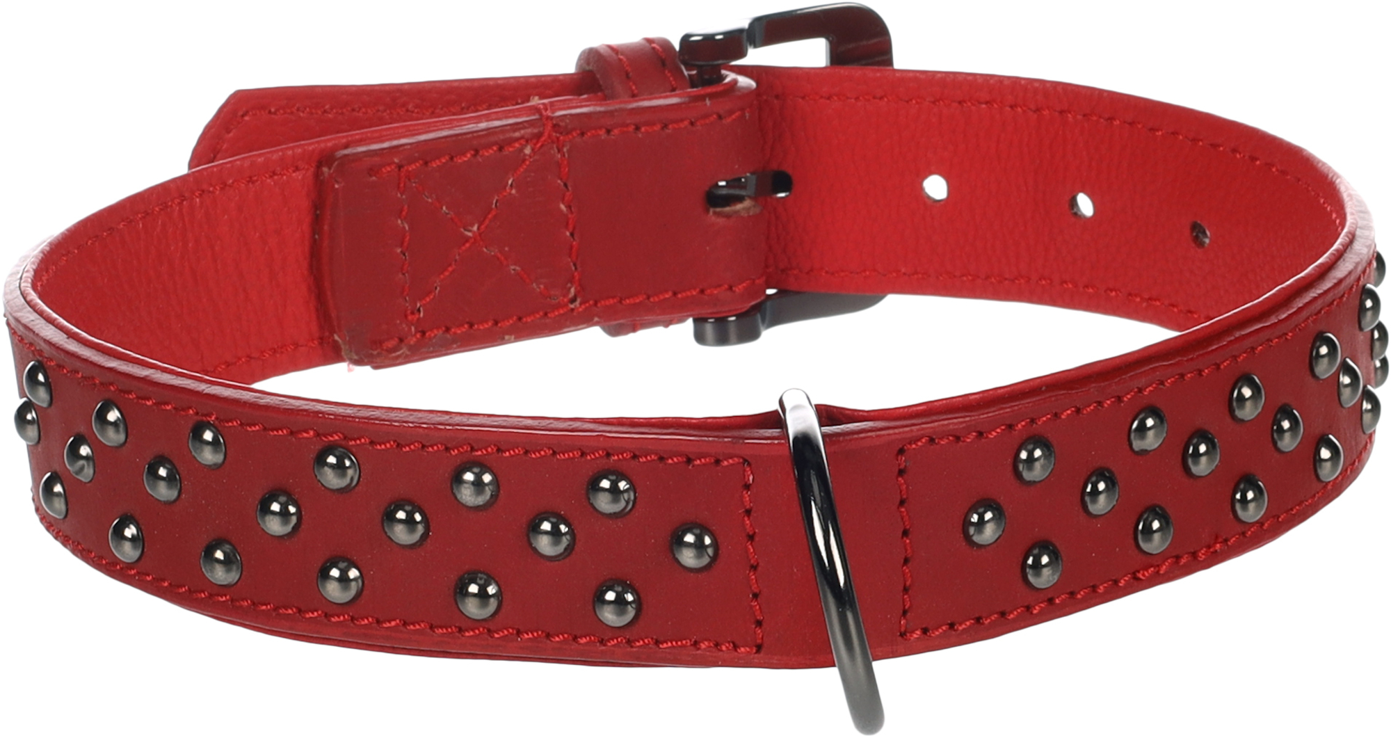 Flamingo Halsband mit Nieten Denver Rot