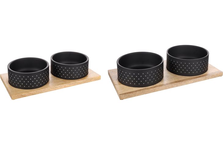 Flamingo Feeding and drinking bowl Duo Dinner Nervo Rectangle Black