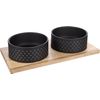 Feeding and drinking bowl Duo Dinner Nervo Rectangle Black