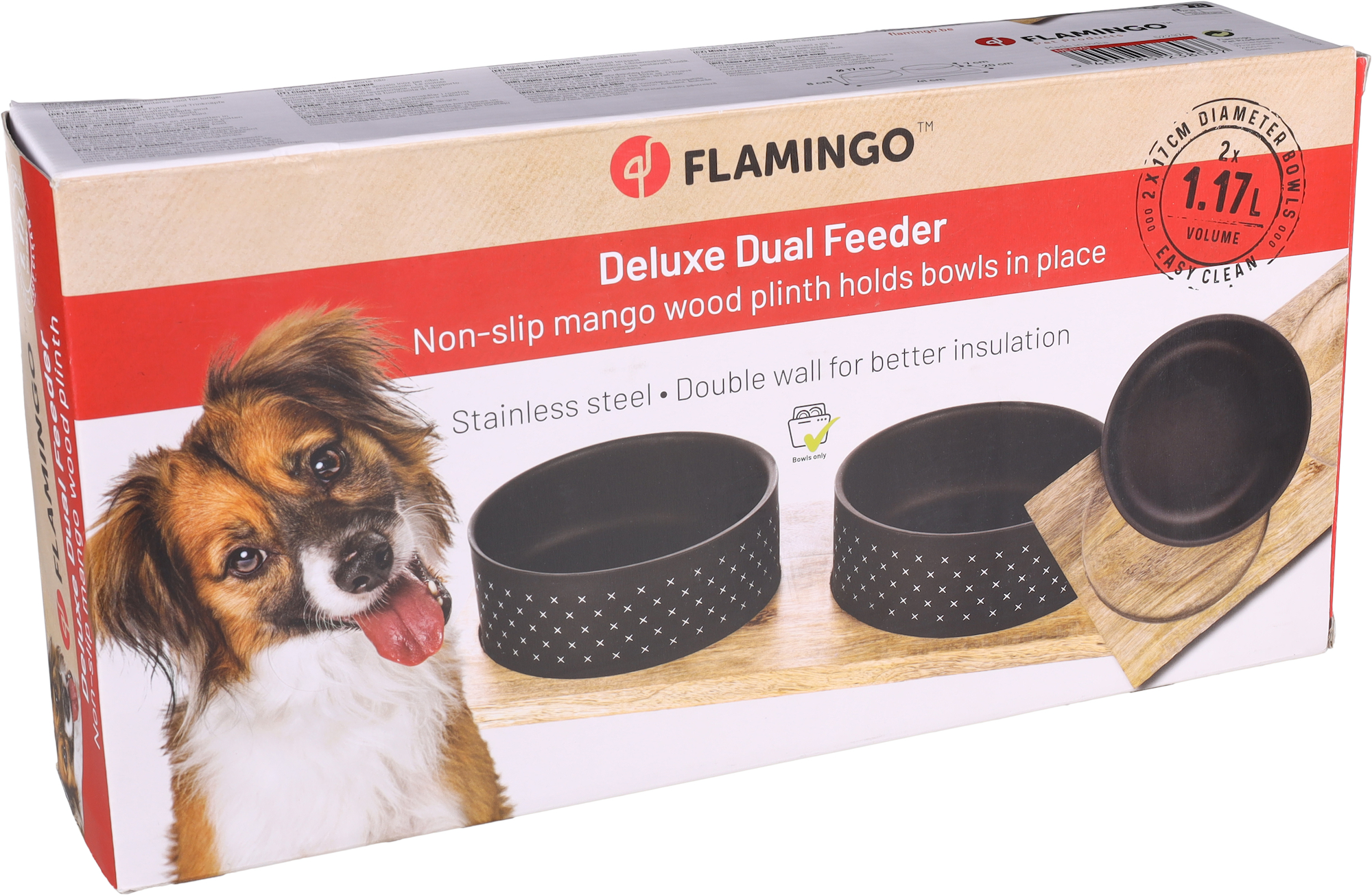 Flamingo Eet- en drinkpot Duo Dinner Nervo Rechthoekig Zwart