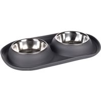 Flamingo Feeding and drinking bowl Duo Dinner Grafa Oval Dark grey