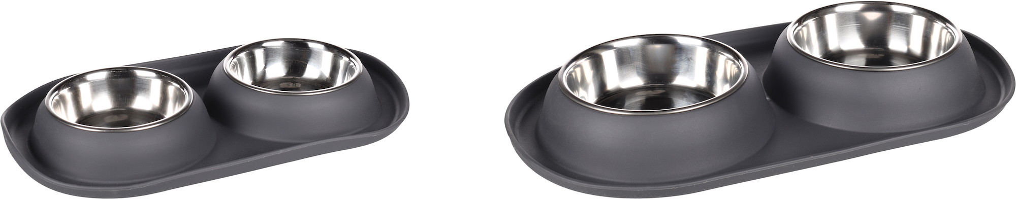 Flamingo Feeding and drinking bowl Duo Dinner Grafa Oval Dark grey