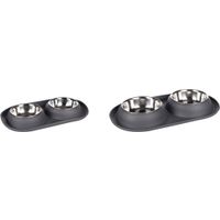 Flamingo Feeding and drinking bowl Duo Dinner Grafa Oval Dark grey