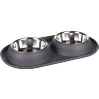 Flamingo Feeding and drinking bowl Duo Dinner Grafa Oval Dark grey