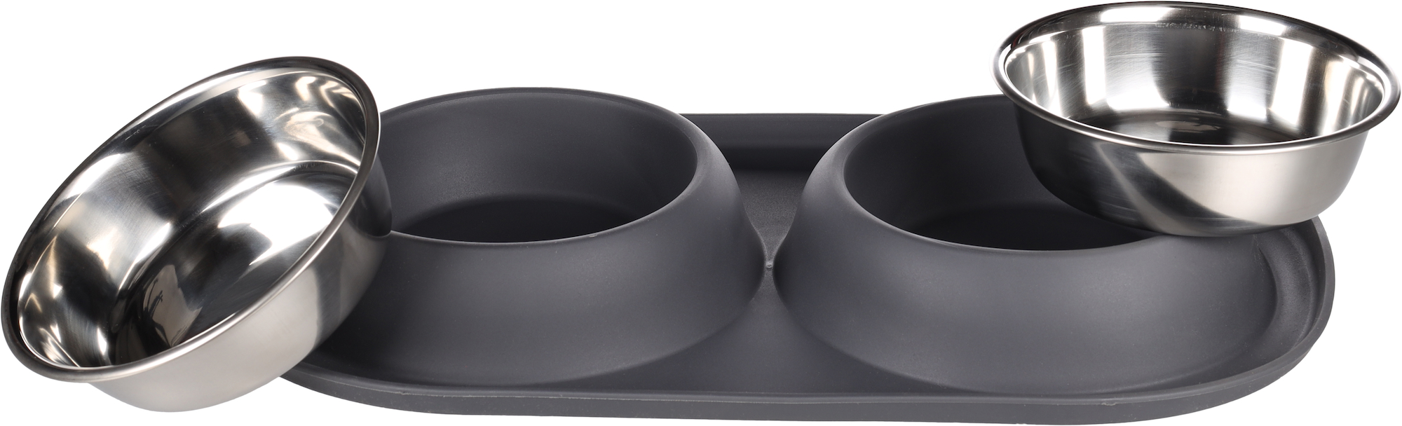 Flamingo Feeding and drinking bowl Duo Dinner Grafa Oval Dark grey