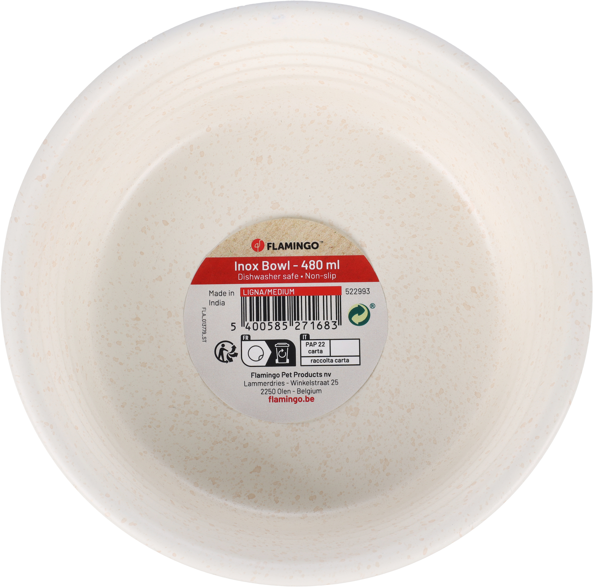 Flamingo Feeding and drinking bowl Ligna Round White