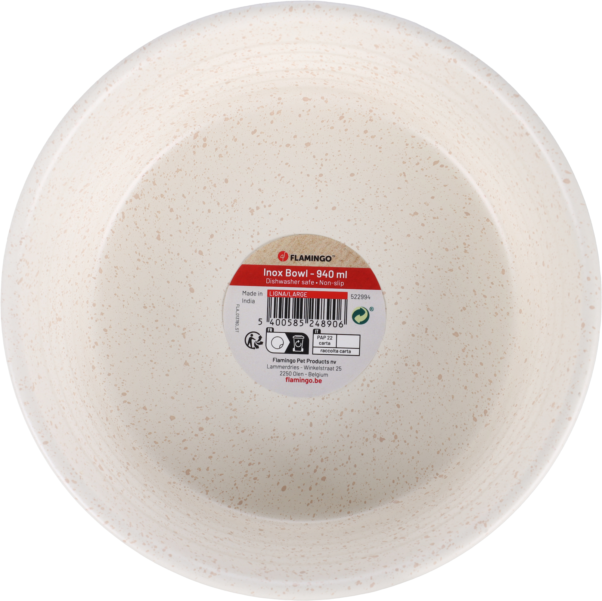 Flamingo Eet- en drinkpot Ligna Rond Wit