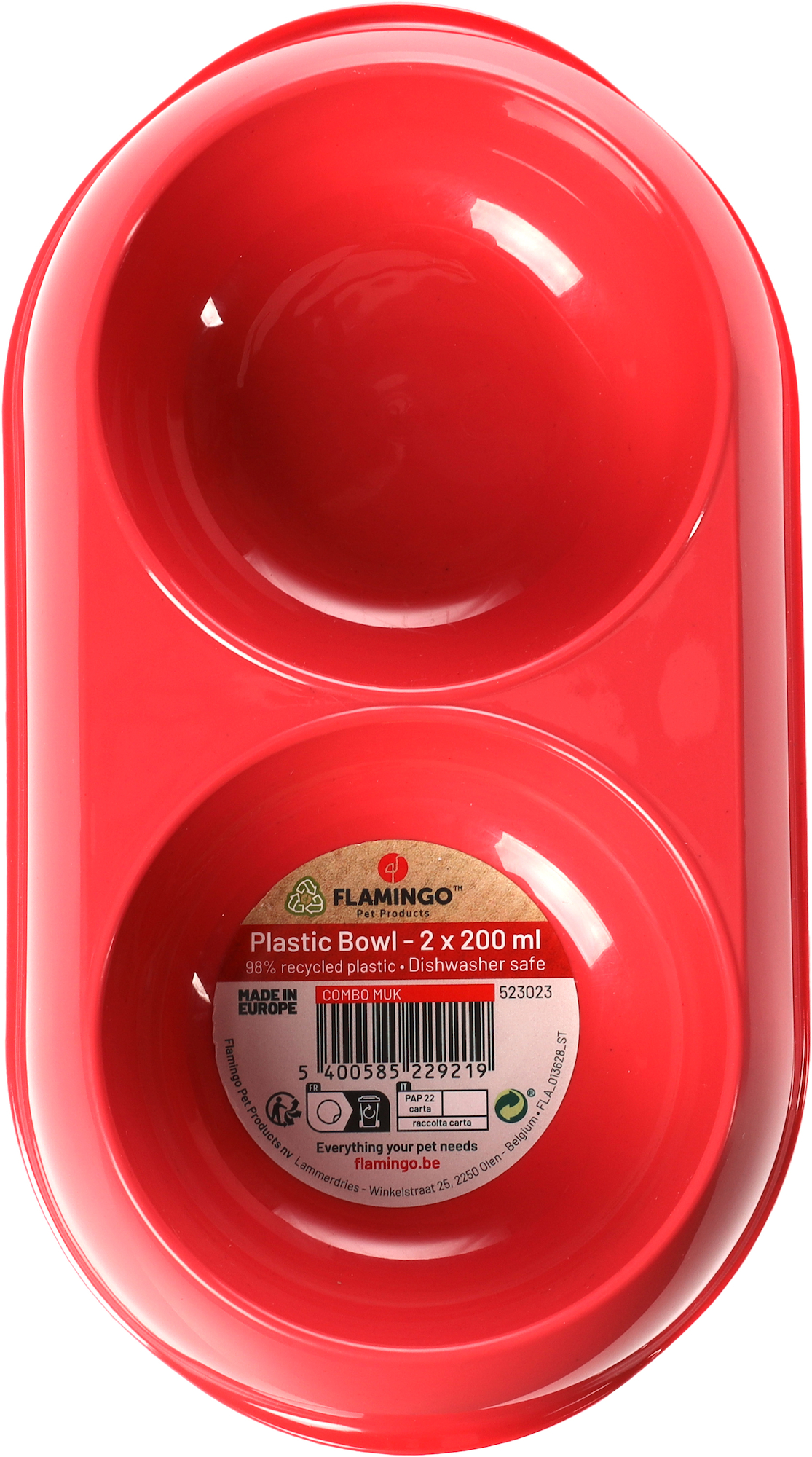 Flamingo Eet- en drinkpot Muk Ovaal Koraalrood