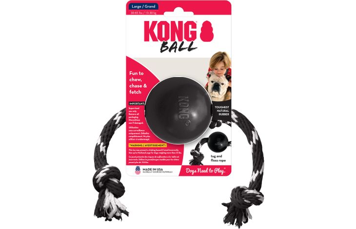 Kong® Kong® Speelgoed Extreme met touw met bal Zwart