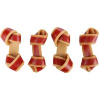 Flamingo Snack Zero rawhide Geknoopt Been  met kip & met varken 9cm 35gr / 4 st 140g