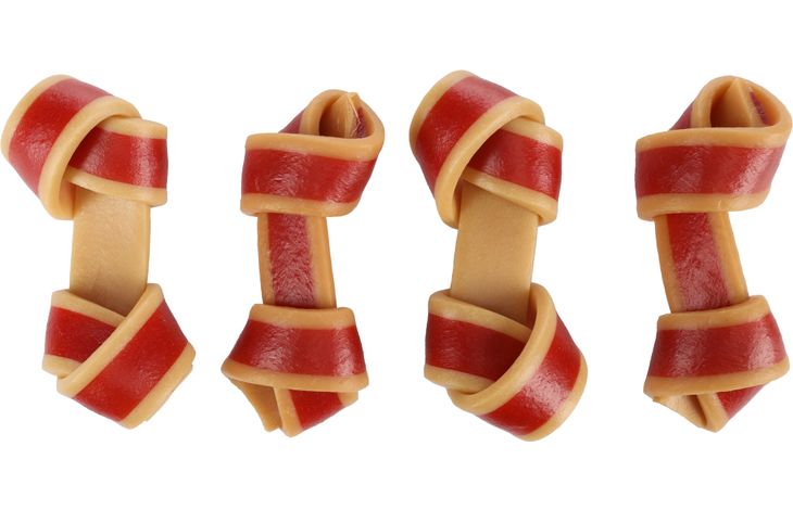 Flamingo Snack Zero rawhide Geknoopt Been  met kip & met varken 9cm 35gr / 4 st 140g